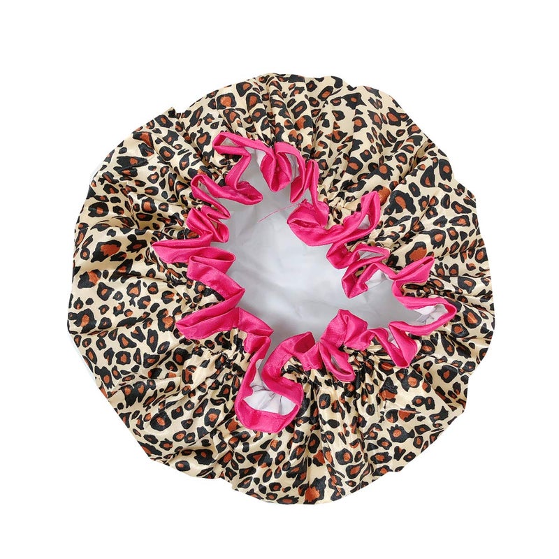 allydrew Reusable Women's Waterproof Shower Caps for Long Hair  Leopard - Image 2